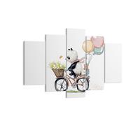 Quadro su Tela 150x100cm Panda bici bambini Stampe Immagini Quadri Murale