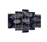 Quadro su Tela 150x100cm Piume grafica contorno Stampe Immagini Quadri Murale