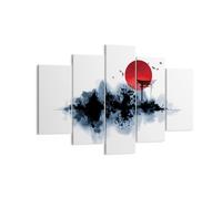 Quadro su Tela 150x100cm Stampe da Parete Rosso Sole Cancello Grandi XXL Decorazione Murale Camera da Letto Cucina Set 5 pezzi Quadri Moderni Soggiorno Grafica Immagini Wall Art Canvas EA150x100-4666