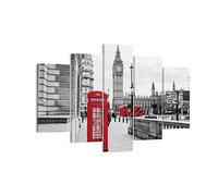 Quadro su Tela 150x100cm Stampe da Parete Capannone Telefono Londra Grandi Decorazione Murale Camera da Letto Cucina 5 pezzi Quadri Moderni Soggiorno Grafica Immagini Wall Art Canvas EA150x100-4326