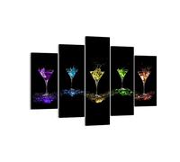 Quadro su Tela 150x100cm Stampe da Parete Cocktail bevande alcol vetro Grandi Decorazione Murale Camera da Letto Cucina 5 pezzi Quadri Moderni Soggiorno Grafica Immagini Wall Art Canvas EA150x100-0442
