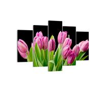 Quadro su Tela 150x100cm Tulipani Bouquet rugiada gocce Stampe Immagini Murale