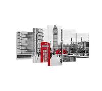 Quadri Moderni Soggiorno Capannone Telefono Londra Quadro su Tela 160x85cm Stampe da Parete Camera da Letto Cucina Set 5 pezzi Wall Art Canvas Grandi Decorazione Murale Grafica Immagini EA160x85-4326