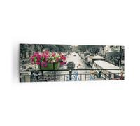 Quadro su Tela 160x50cm Amsterdam biciclette ponte Stampe Immagini Quadri Murale