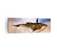 Quadro su Tela 160x50cm Balena Donna Cielo Stampe Immagini Quadri Moderni Murale