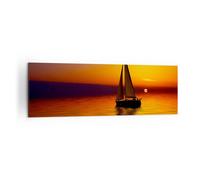 Quadro su Tela 160x50cm Barca tramonto Paesaggio Stampe Immagini Quadri Murale