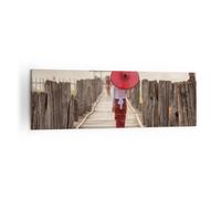 Quadro su Tela 160x50cm Birmania ombrellone ponte Stampe Immagini Quadri Murale
