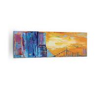 Quadro su Tela 160x50cm Città Ponte Impasto Stampe Immagini Quadri Murale