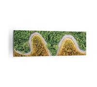 Quadro su Tela 160x50cm Fotografia aerea modo foresta Stampe Immagini Murale