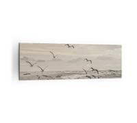Quadro su Tela 160x50cm Gabbiani Costa Boho Stampe Immagini Quadri Murale