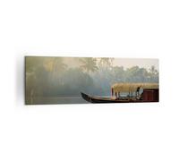Quadro su Tela 160x50cm India barca fiume Stampe Immagini Quadri Moderni Murale