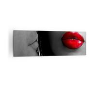 Quadro su Tela 160x50cm Le labbra rosse i capelli scuri il modello l'amore