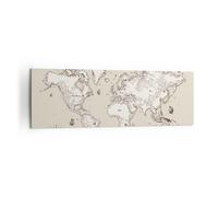 Quadro su Tela 160x50cm Mappa mondo classico continenti Stampe Immagini Murale