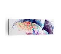 Quadro su Tela 160x50cm Ombrello Pioggia goccia di pioggia bagnato Stampe Murale