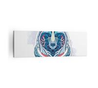 Quadro su Tela 160x50cm Orso illustrazione sogno fiorito Stampe Immagini Murale