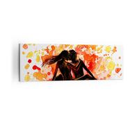 Quadro su Tela 160x50cm Relazione di coppia bacio multicolore luna di miele