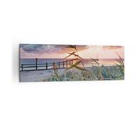 Quadro su Tela 160x50cm Spiaggia Erba Orizzonte Stampe Immagini Quadri Murale