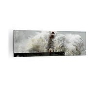 Quadro su Tela 160x50cm Stampe da Parete Faro oceano tempesta Grandi XXL Decorazione Murale Camera da Letto Cucina 1 pezzo Quadri Moderni Soggiorno Grafica Immagini Wall Art Canvas AB160x50-2442