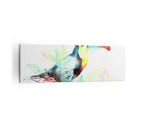 Quadro su Tela 160x50cm Uccello Tucano la curiosità selvaggio Stampe Murale