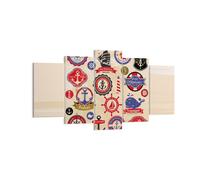 Quadro su Tela 160x85cm Ancoraggio bandiera badge barca Stampe Immagini Murale