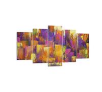 Quadro su Tela 160x85cm Astrazione Città Grattacieli Stampe Immagini Murale