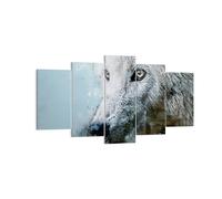 Quadro su Tela 160x85cm Bianco il lupo foto Stampe Immagini Quadri Murale