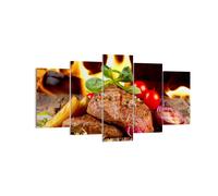 Quadro su Tela 160x85cm Cibo legno fuoco bistecca Stampe Immagini Quadri Murale