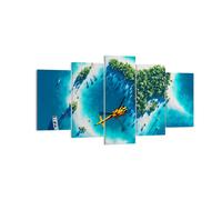 Quadro su Tela 160x85cm Elicottero Oceano isola paradiso Stampe Immagini Murale