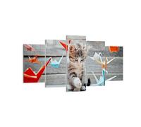 Quadro su Tela 160x85cm Gatto divertimento origami Stampe Immagini Quadri Murale
