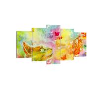 Quadro su Tela 160x85cm Gatto farfalla arcobaleno magia Stampe Immagini Murale
