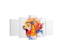 Quadro su Tela 160x85cm Leone moderno pittura animale Stampe Immagini Murale