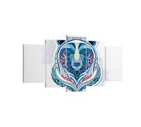 Quadro su Tela 160x85cm Orso illustrazione sogno fiorito Stampe Immagini Murale