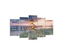 Quadro su Tela 160x85cm Spiaggia Erba Orizzonte Stampe Immagini Quadri Murale