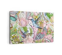 Quadro su Tela 165x110cm Stampe da Parete uccello farfalla fiore Grandi Decorazione Murale Camera da Letto Cucina Set 3 pezzi Quadri Moderni Soggiorno Grafica Immagini Wall Art Canvas CE165x110-4065