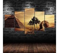 quadro su tela 5 pezzi Piramide Egitto Androsphinx Tramonto 5 dipinti su tela quadro,quadri murali 3d soggiorno,quadro murale 5 pezzi quadri murali da parete,quadro su tela xxl camera decor 200x100cm