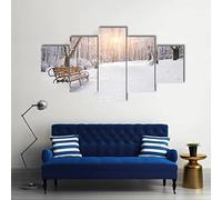 Quadro Su Tela 5 Pezzi Quadro Su Tela Alberi E Panchine Innevati 5 Pezzi Opere D'Arte Moderna Su Tela Immagini Dipinti Su Tela Arte Murale Per Soggiorno Decorazioni Per La Casa Regalo Di Fes-9L7G+N5Y