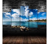 quadro su tela 5 pezzi Tramonto Paesaggio marino Oceano spiaggia Mare 5 dipinti su tela quadro,quadri murali 3d soggiorno,quadro murale 5 pezzi quadri murali da parete,quadro su tela decor 200x100