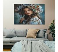 Quadro su tela 50x100 cm senza cornice Immagine di arte della parete Fotografia di ritratto Pittura a olio Stampe su tela Una donna con dei bei capelli lunghi per soggiorno Decorazioni per la casa