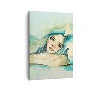 Quadro su Tela 50x70cm Acquarello Donna Emozioni Stampe Immagini Quadri Murale