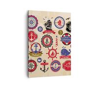 Quadro su Tela 50x70cm Ancoraggio bandiera badge barca Stampe Immagini Murale