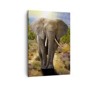 Quadro su Tela 50x70cm Animali Africa elefante camminare Stampe Immagini Murale