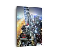 Quadro su Tela 50x70cm Architettura industria notte luce Stampe Immagini Murale
