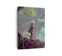 Quadro su Tela 50x70cm Asia ragazzo cascata Stampe Immagini Quadri Murale