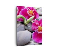 Quadro su Tela 50x70cm Asiatico bambù orchidee pietre Stampe Immagini Murale