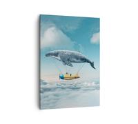 Quadro su Tela 50x70cm Balena Bambini Aereo Stampe Immagini Quadri Murale