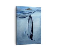 Quadro su Tela 50x70cm Balena Oceano Acquerello Stampe Immagini Quadri Murale
