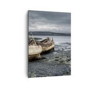 Quadro su Tela 50x70cm barca relitto riva Stampe Immagini Quadri Moderni Murale