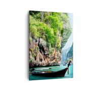 Quadro su Tela 50x70cm Barca scogliere natura rocce Stampe Immagini Murale