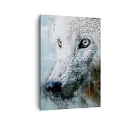 Quadro su Tela 50x70cm Bianco il lupo foto Stampe Immagini Quadri Moderni Murale