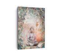 Quadro su Tela 50x70cm Budda Scultura India Stampe Immagini Quadri Murale